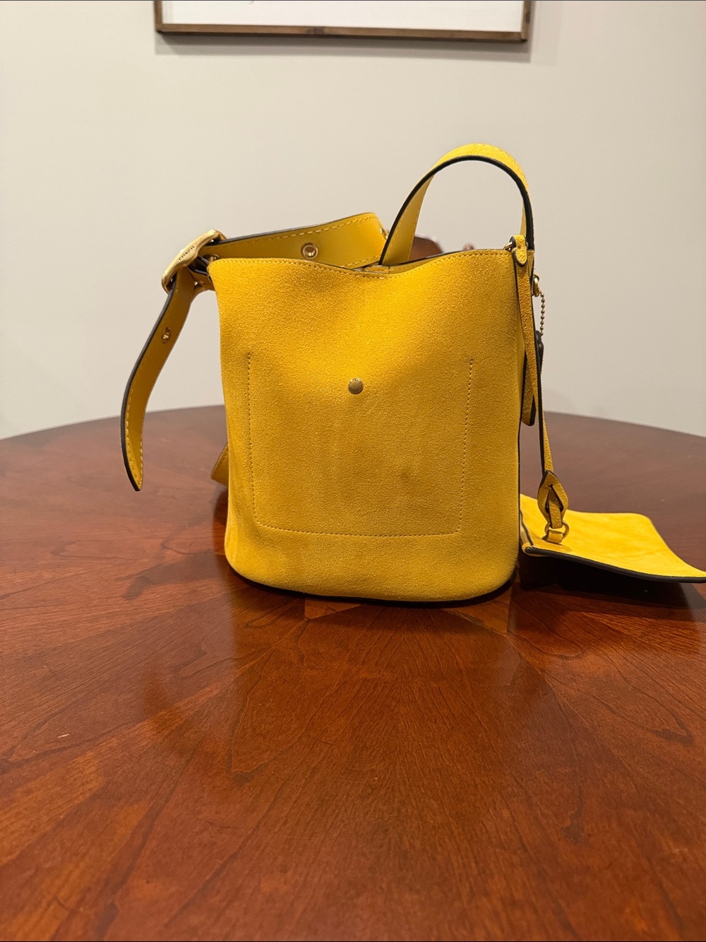COACH Yellow Suede Bleeker Bucker Bag 21 - Picture 2 of 3
